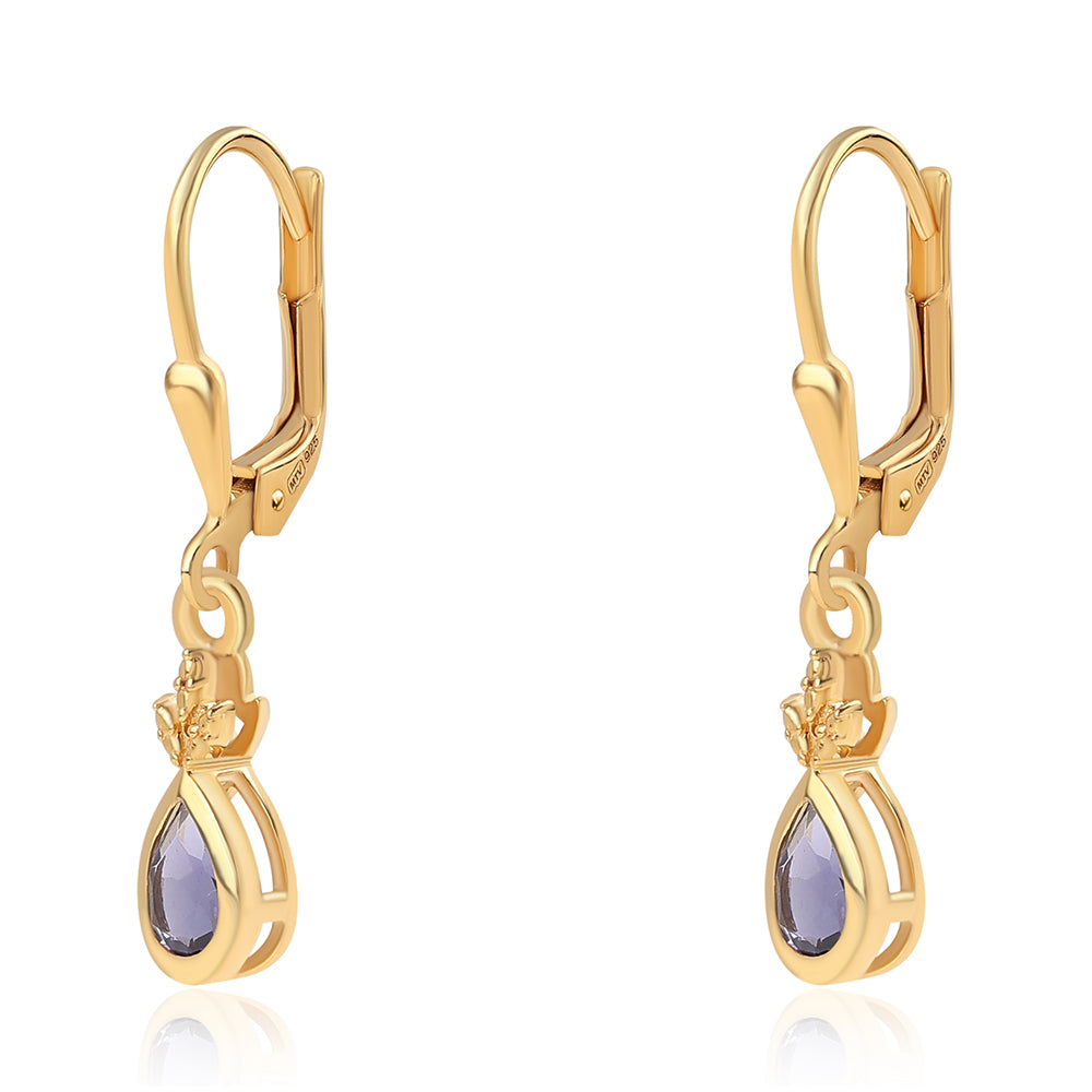 Pozlátené Strieborné Náušnice s Iolitom 3 