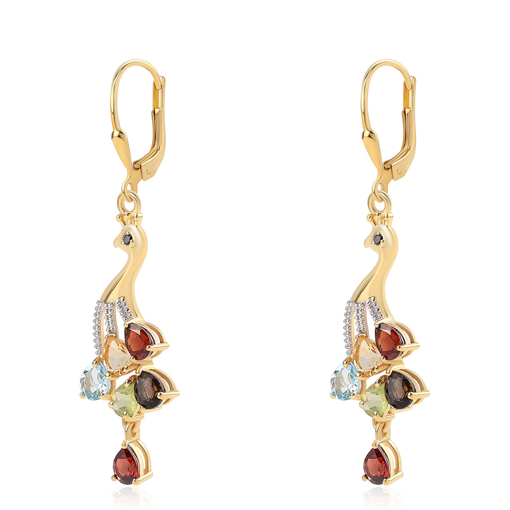 Pozlátené Strieborné Náušnice s Červeným Granátom a Olivínom 2 