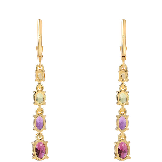 Pozlátené Strieborné Náušnice s Africkým Ametystom a Olivínom