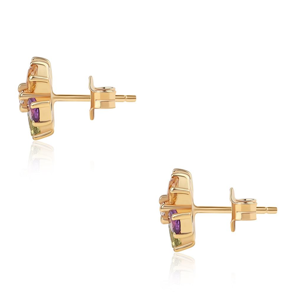 Pozlátené Strieborné Náušnice s Rose De France Ametystom a Olivínom 2 