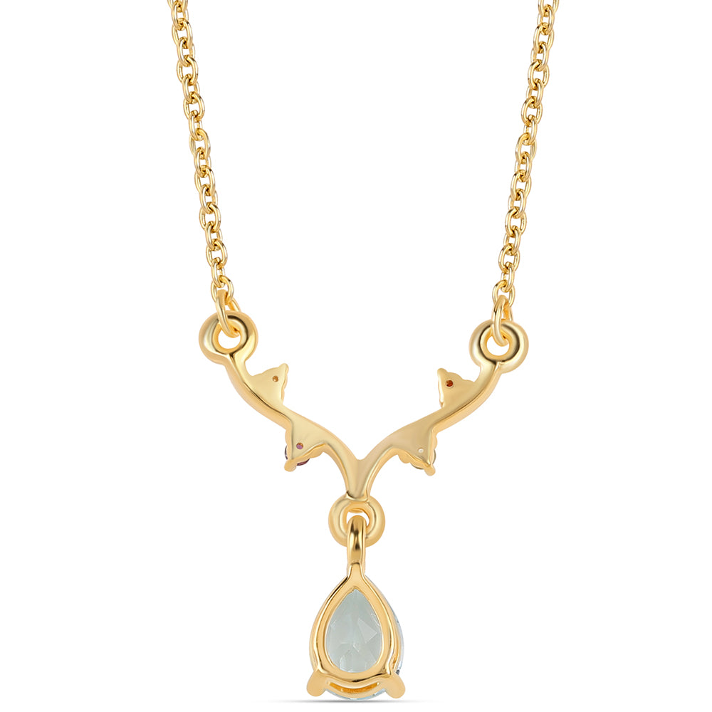 Pozlátený Strieborný Náhrdelník s Červeným Granátom a Olivínom 3 