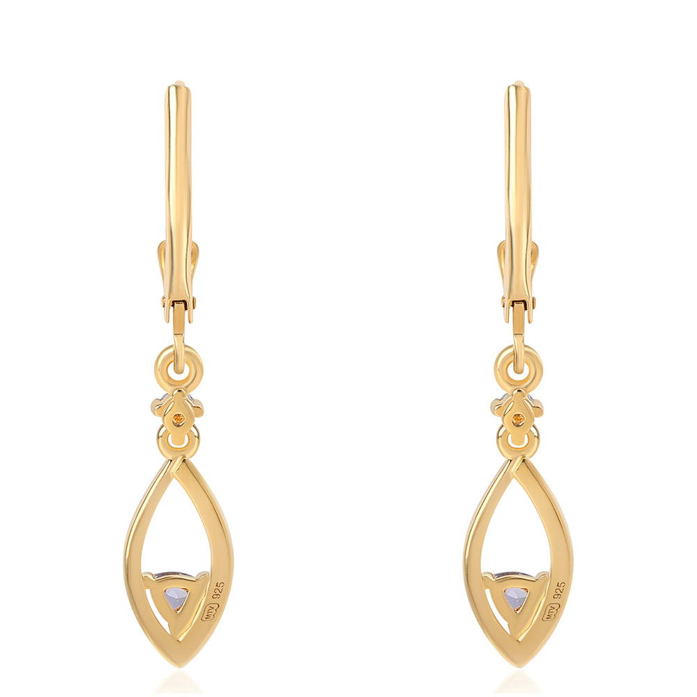 Pozlátené Strieborné Náušnice s Iolitom a Bielym Topásom