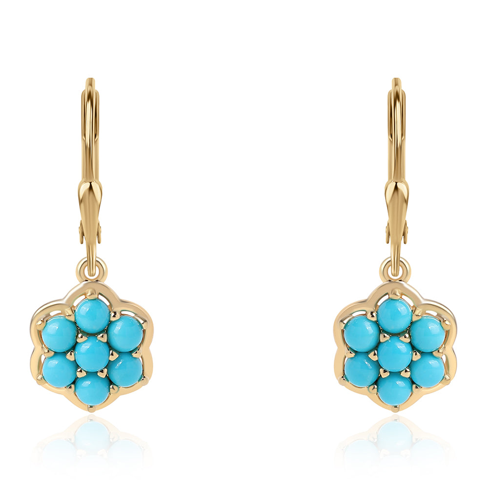 Pozlátené Strieborné Náušnice s so Sleeping Beauty Tyrkysom