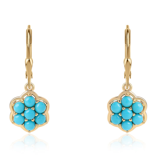 Pozlátené Strieborné Náušnice s so Sleeping Beauty Tyrkysom