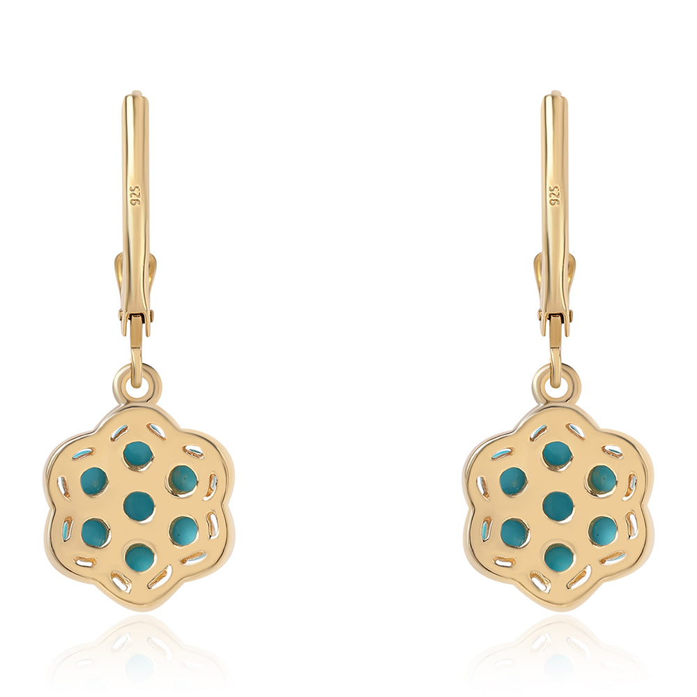 Pozlátené Strieborné Náušnice s so Sleeping Beauty Tyrkysom 3 