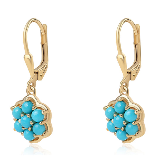 Pozlátené Strieborné Náušnice s so Sleeping Beauty Tyrkysom