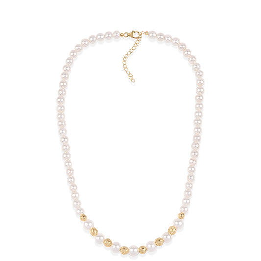 Pozlátený Strieborný Náhrdelník s Bielou Sladkovodnou Perlou