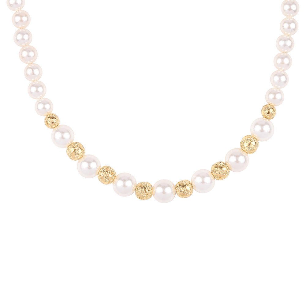 Pozlátený Strieborný Náhrdelník s Bielou Sladkovodnou Perlou 3 