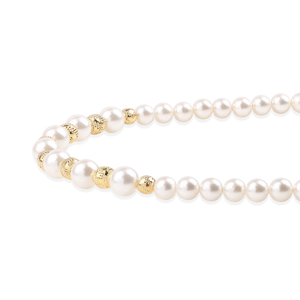 Pozlátený Strieborný Náhrdelník s Bielou Sladkovodnou Perlou