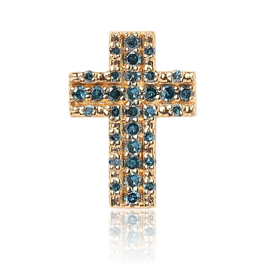 Kríž Pozlátený Strieborný Prívesok s Modrým Diamantom a Bielym Diamantom
