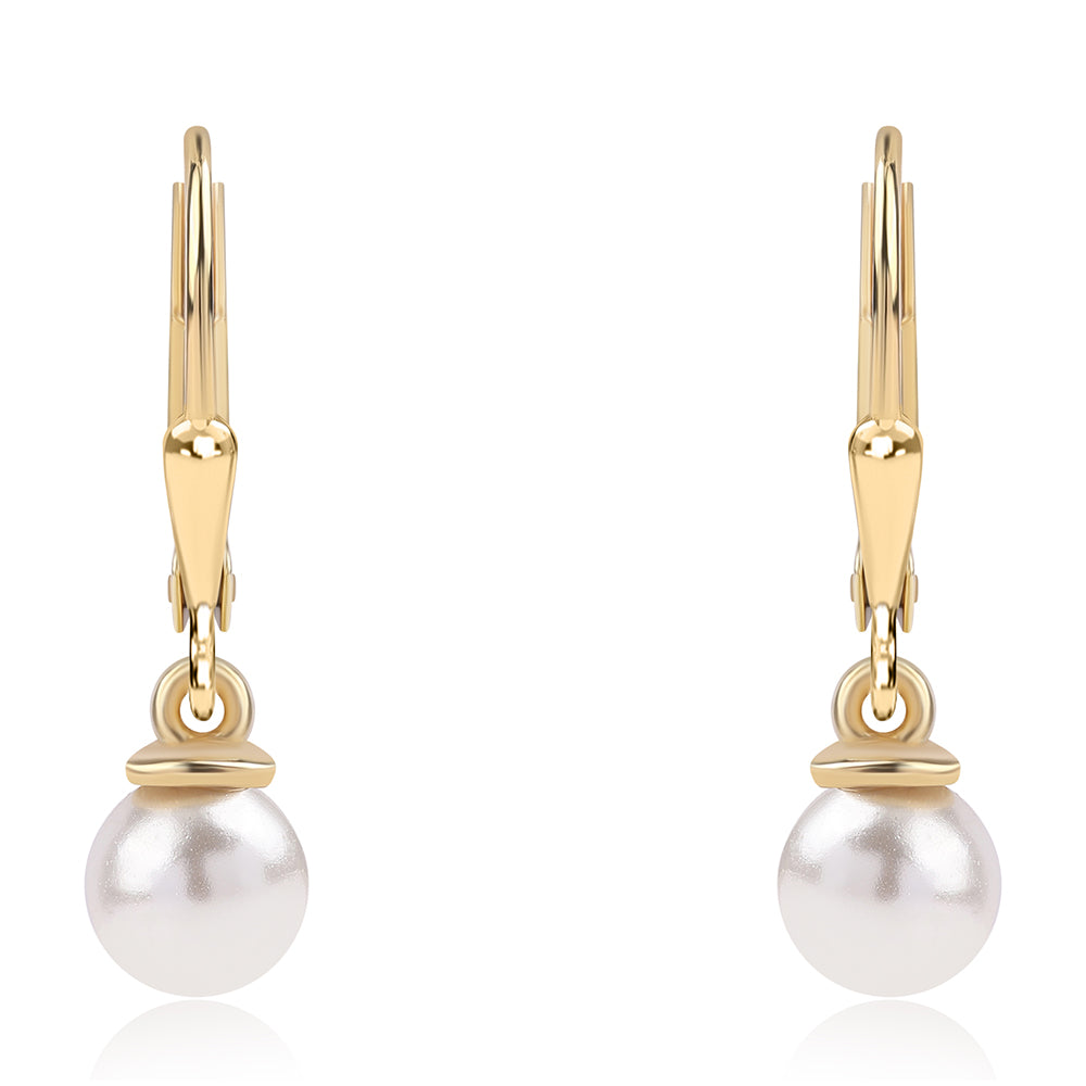 Pozlátené Strieborné Náušnice s Bielou Sladkovodnou Perlou 2 