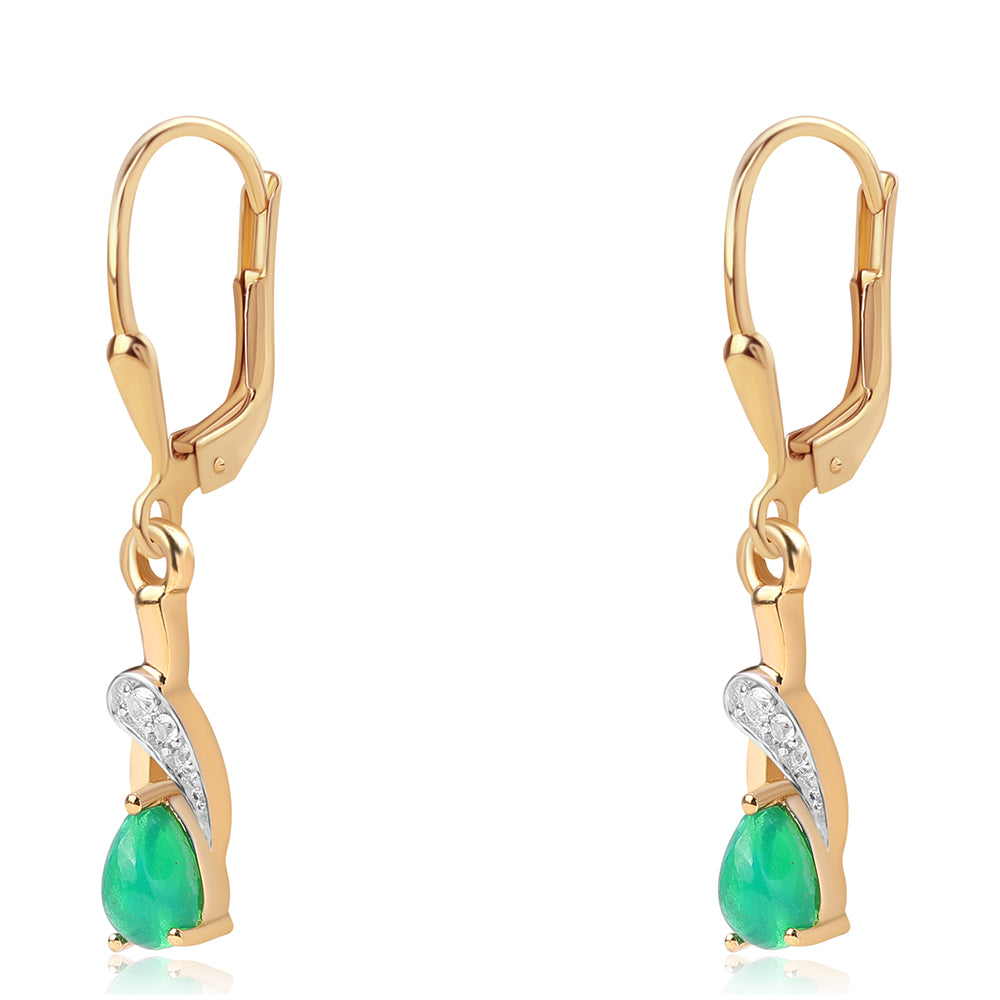 Pozlátené Strieborné Náušnice s so Zeleným Etiópskym Opálom z Lega Dembi a Bielym Topásom 1 