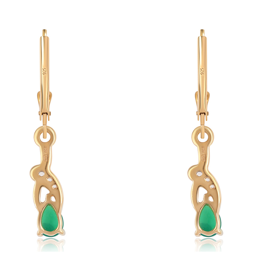 Pozlátené Strieborné Náušnice s so Zeleným Etiópskym Opálom z Lega Dembi a Bielym Topásom 3 