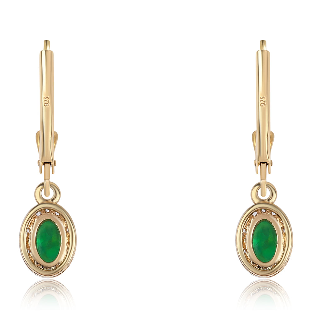 Pozlátené Strieborné Náušnice s so Zeleným Etiópskym Opálom z Lega Dembi a Bielym Topásom