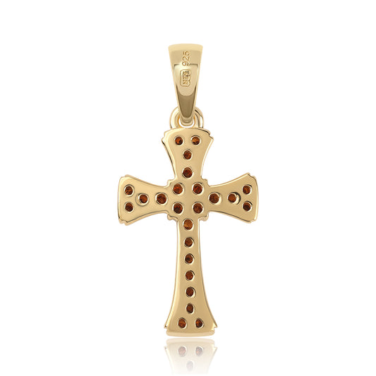 Kríž Pozlátený Strieborný Prívesok s Červeným Diamantom