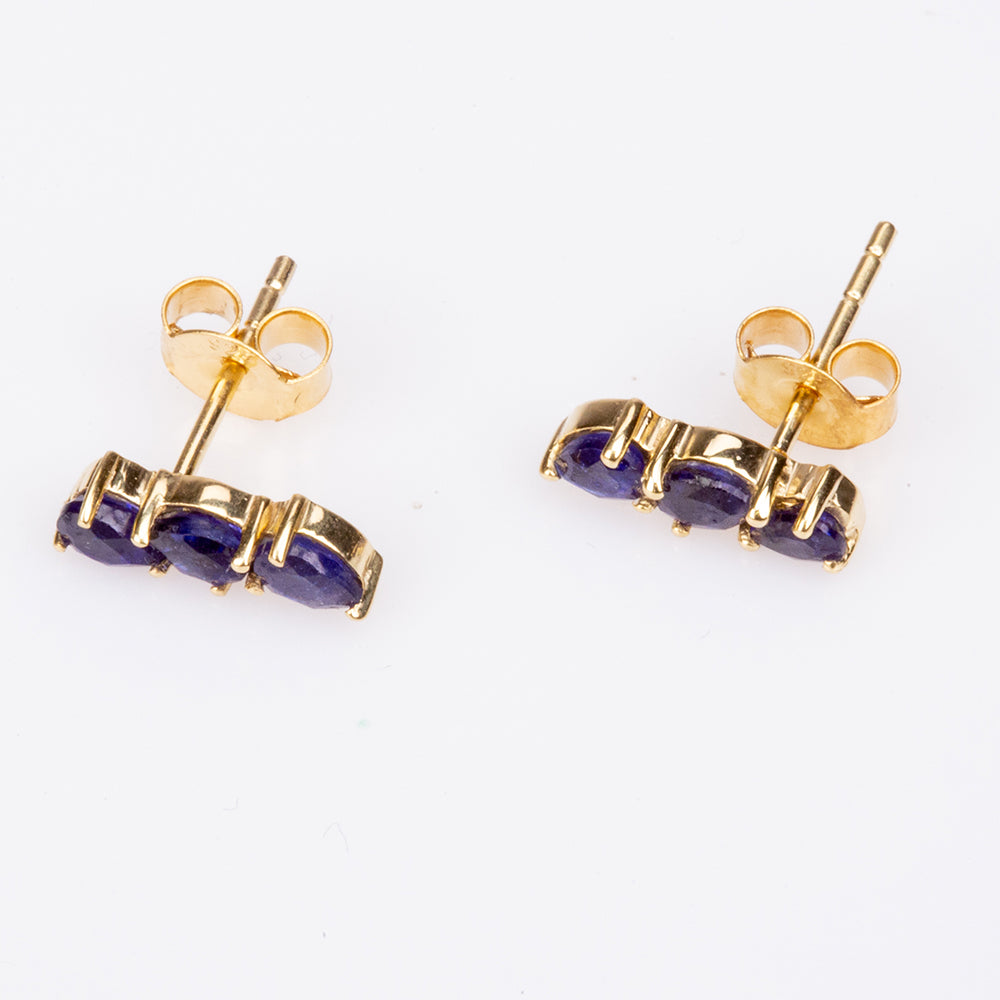 Pozlátené Strieborné Náušnice s Austrálskym Modrým Zafírom