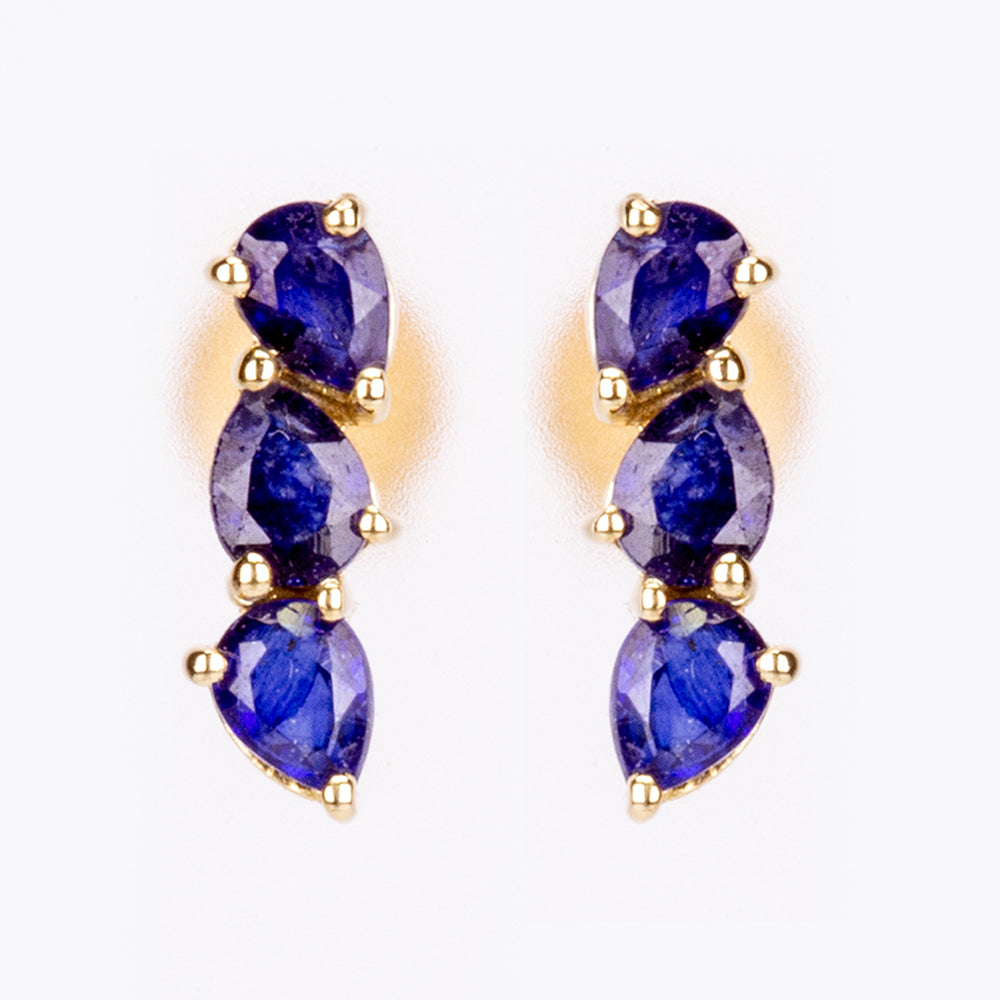 Pozlátené Strieborné Náušnice s Austrálskym Modrým Zafírom