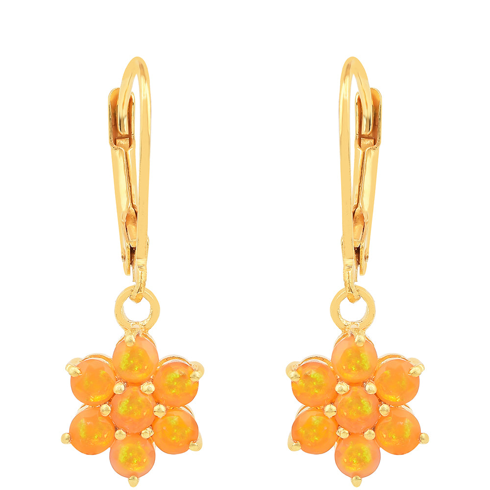 Pozlátené Strieborné Náušnice s Ohnivým Opálom 1 