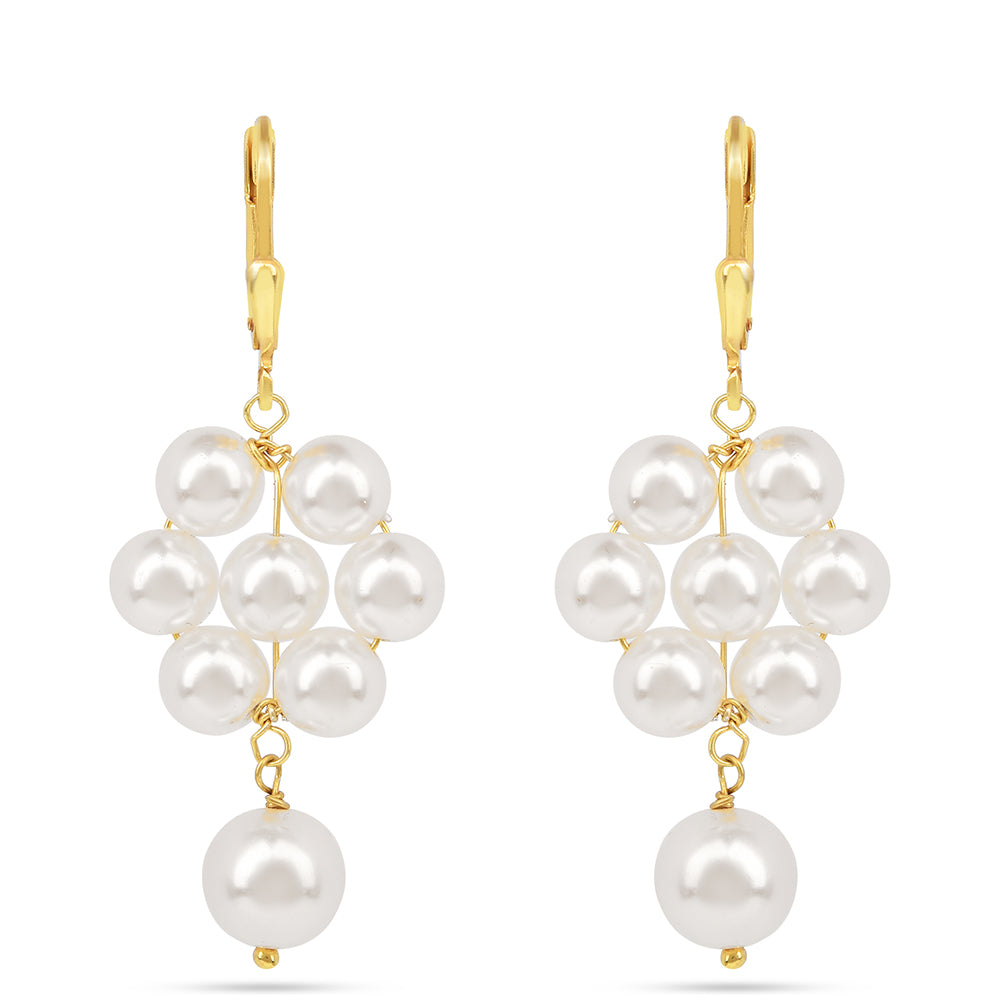 Pozlátené Strieborné Náušnice s S Krémovú Sladkovodnou Perlou 1 