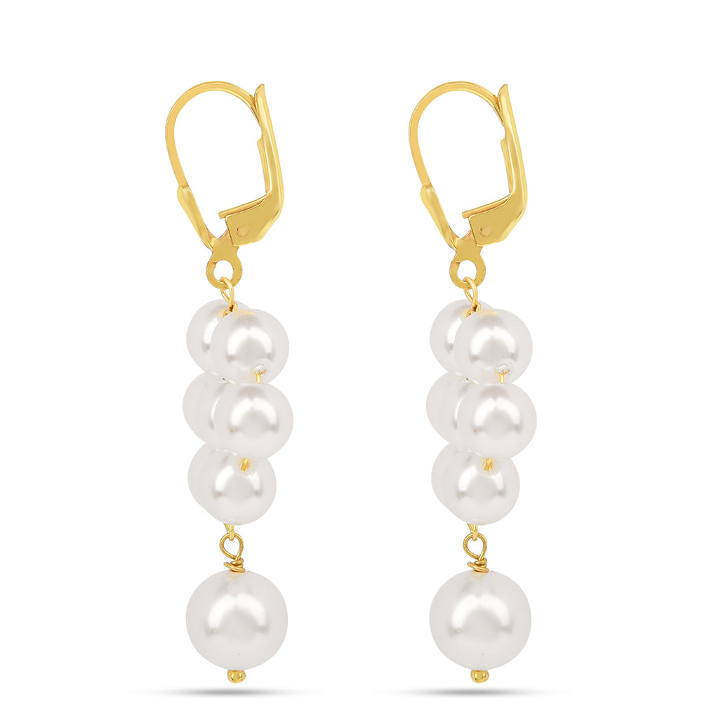 Pozlátené Strieborné Náušnice s S Krémovú Sladkovodnou Perlou