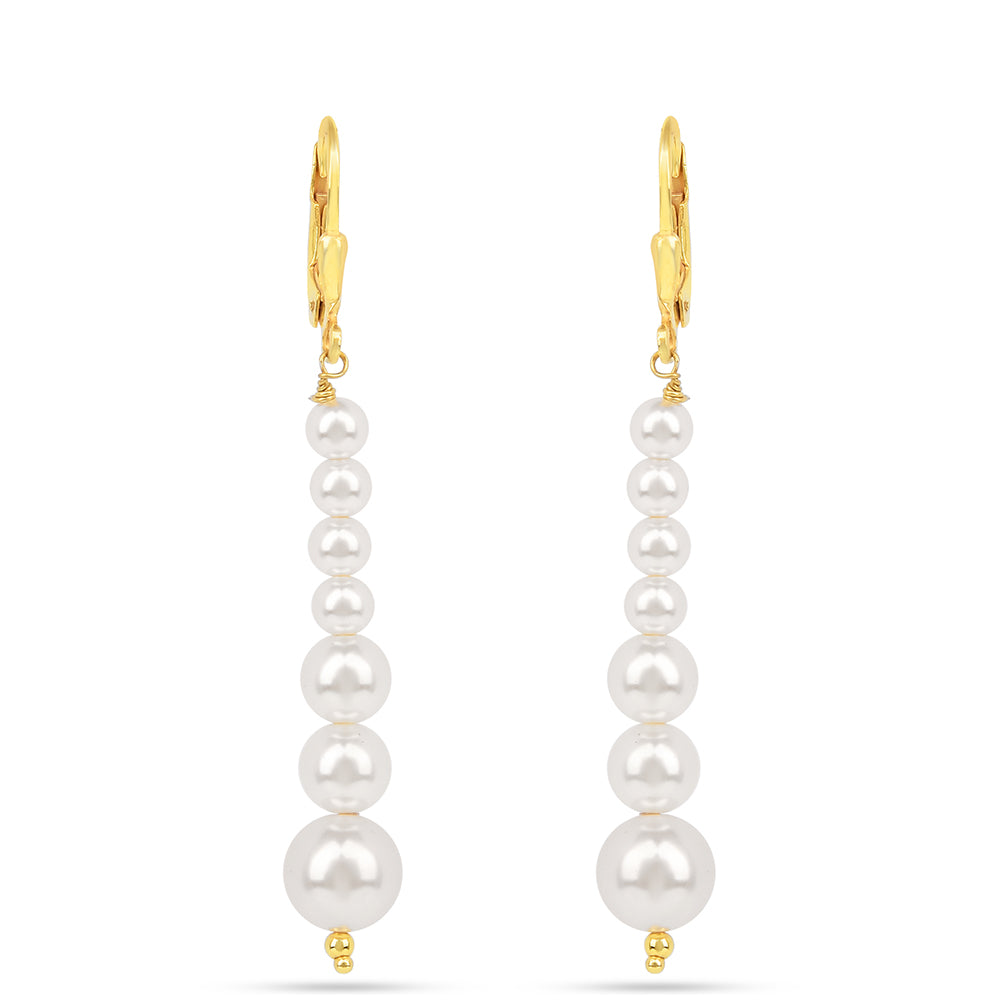 Pozlátené Strieborné Náušnice s S Krémovú Sladkovodnou Perlou 1 