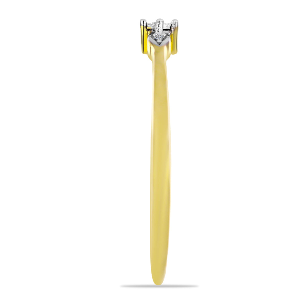 Pozlátený Strieborný Prsteň s Bielym Diamantom 4 