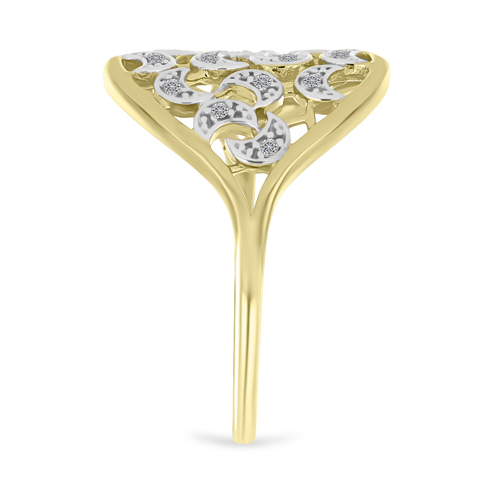 Pozlátený Strieborný Prsteň s Bielym Diamantom