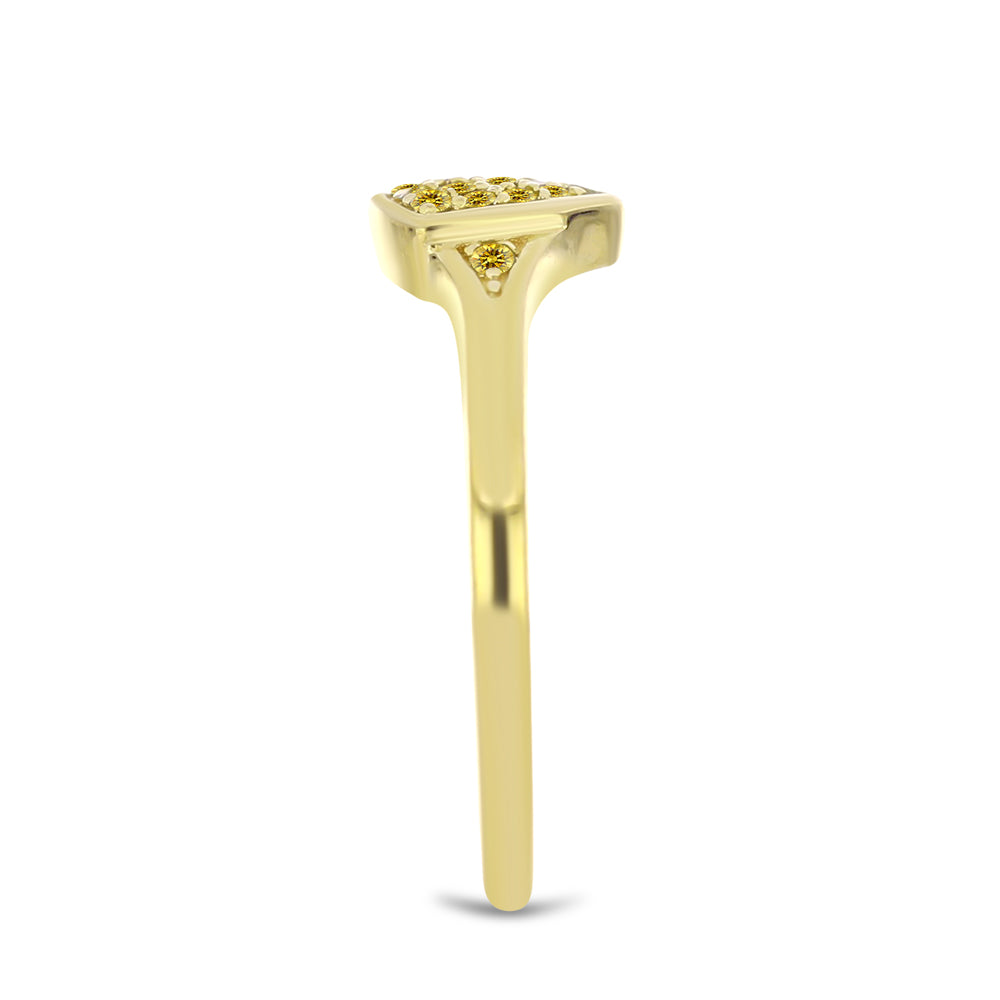 Pozlátený Strieborný Prsteň s so Žltým Diamantom 4 