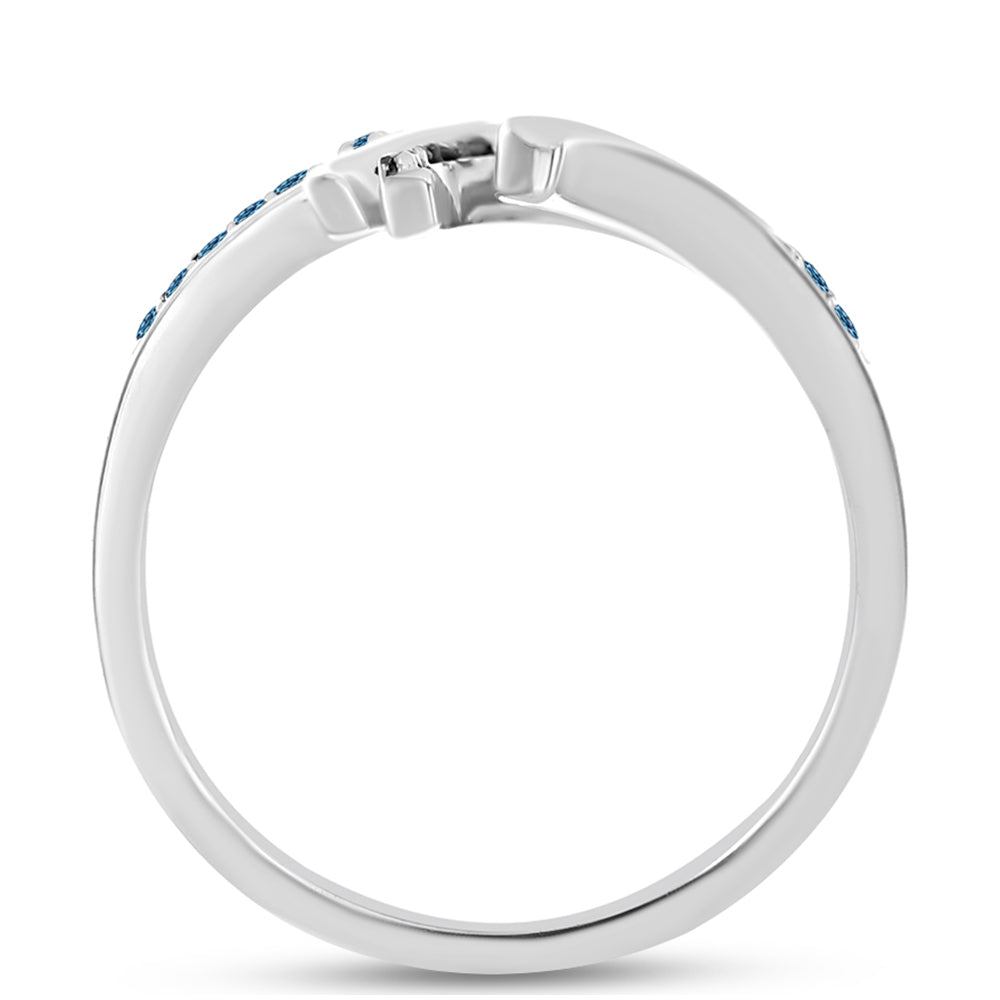 Strieborný Prsteň s Modrým Diamantom 6 