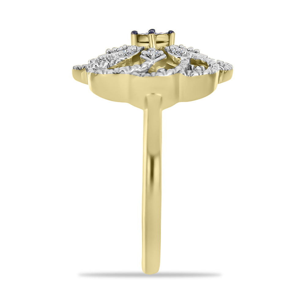 Pozlátený Strieborný Prsteň s so Zeleným Diamantom a Bielym Diamantom 4 