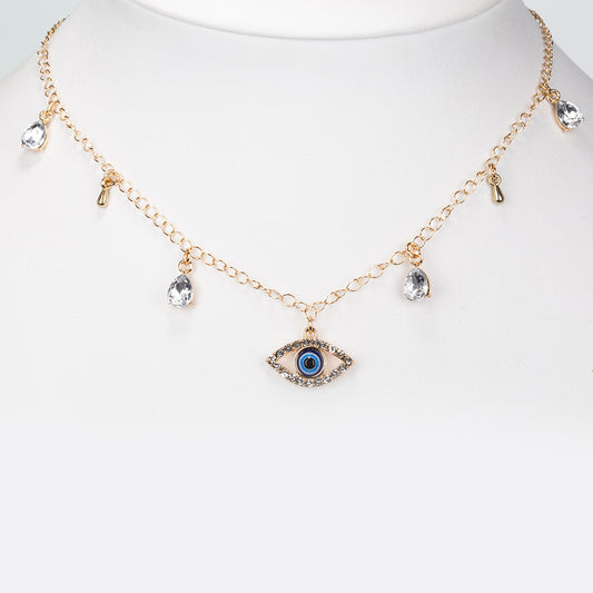 Pozlátený Zliatinový Náhrdelník s Bielym Emporia® Krištáľom