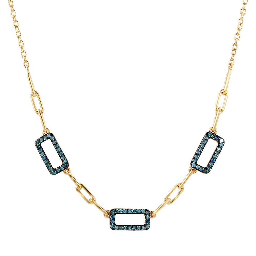 Pozlátený Strieborný Náhrdelník s Modrým Diamantom