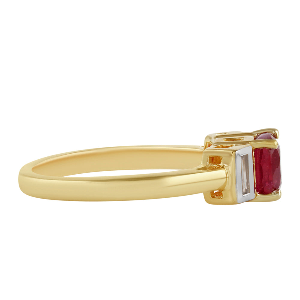 Pozlátený Strieborný Prsteň s Thajským Rubínom a Bielym Topásom 2 