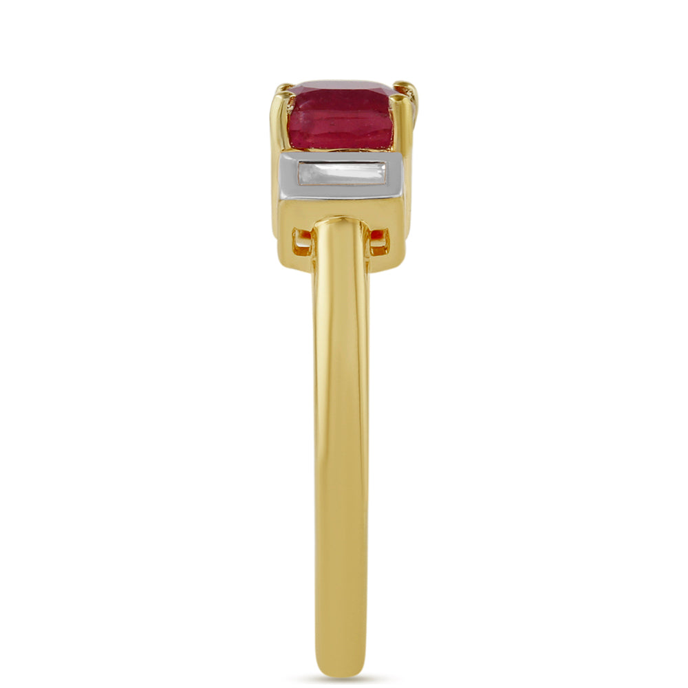 Pozlátený Strieborný Prsteň s Thajským Rubínom a Bielym Topásom 3 