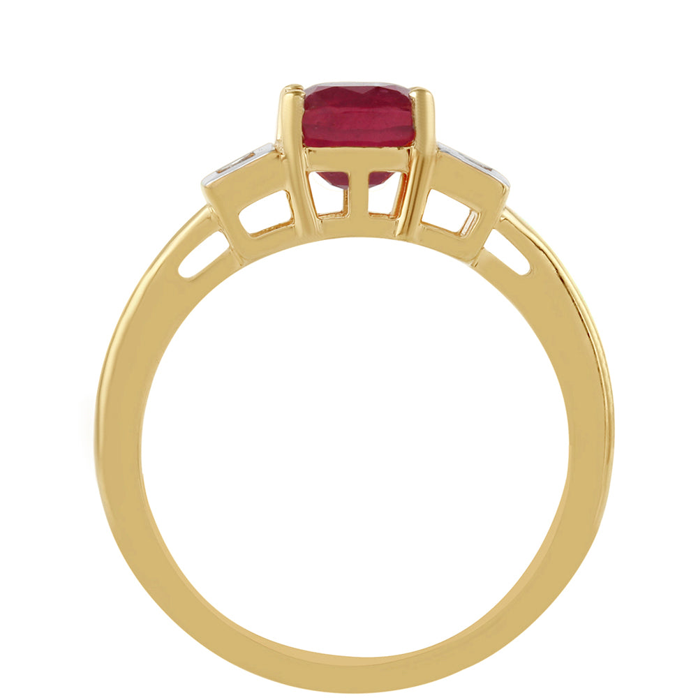 Pozlátený Strieborný Prsteň s Thajským Rubínom a Bielym Topásom 4 