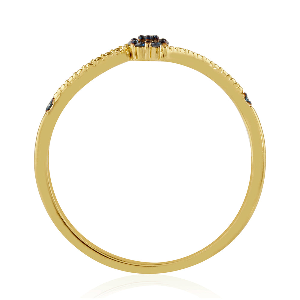 Pozlátený Strieborný Prsteň s Modrým Diamantom 2 