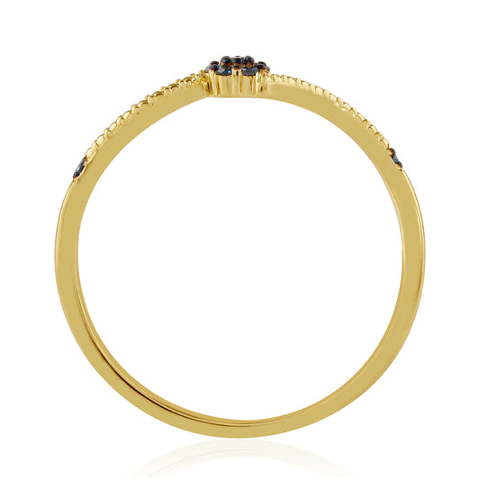 Pozlátený Strieborný Prsteň s Modrým Diamantom