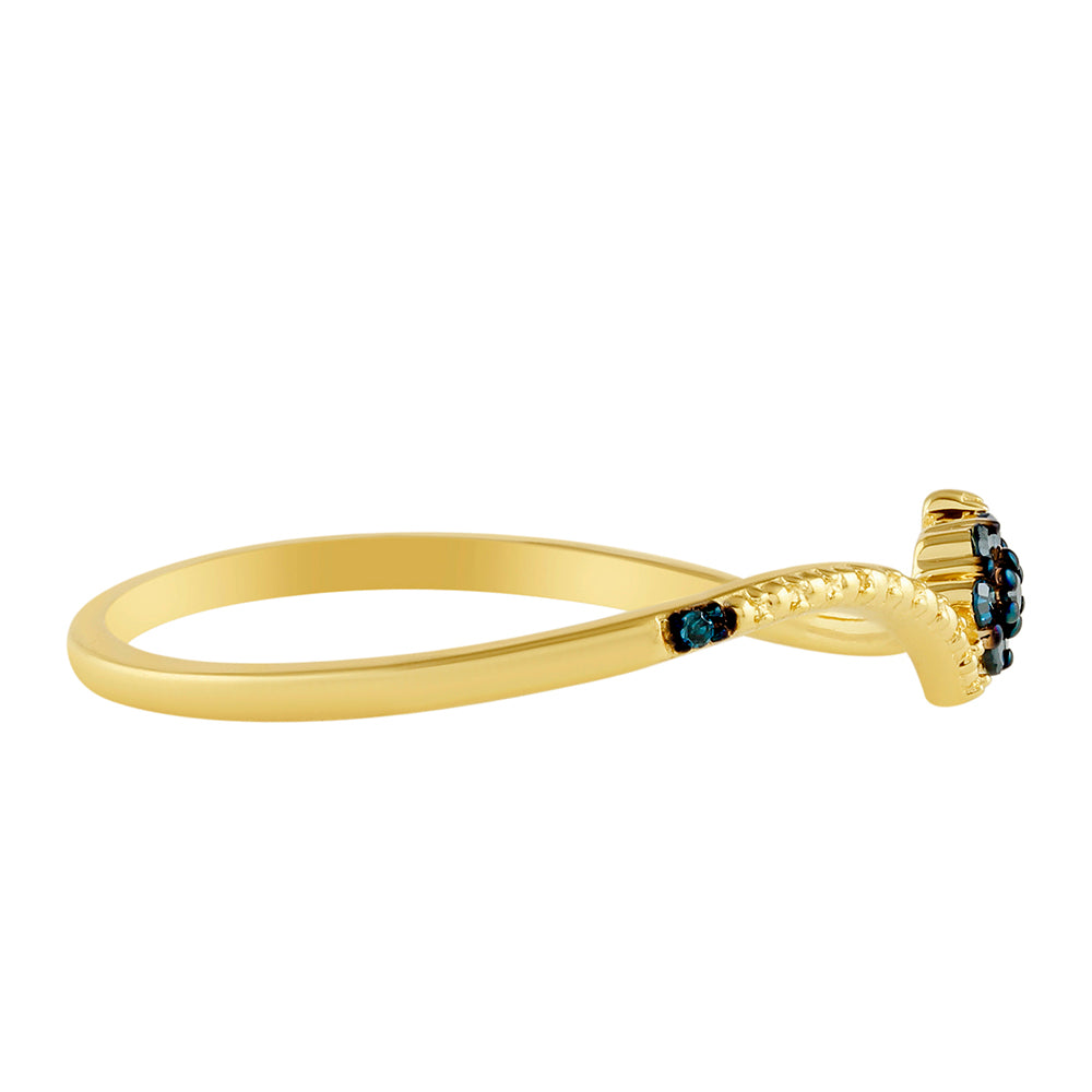 Pozlátený Strieborný Prsteň s Modrým Diamantom