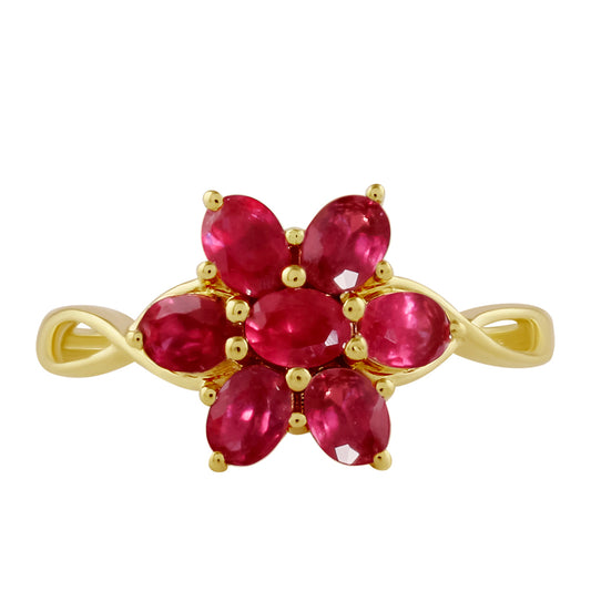 Pozlátený Strieborný Prsteň s Thajským Rubínom