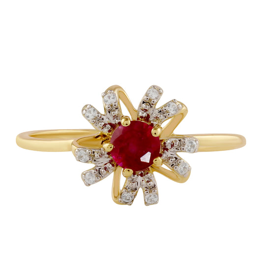 Pozlátený Strieborný Prsteň s Thajským Rubínom a Bielym Topásom