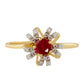 Pozlátený Strieborný Prsteň s Thajským Rubínom a Bielym Topásom