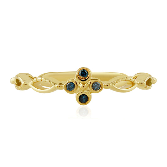 Pozlátený Strieborný Prsteň s Modrým Diamantom