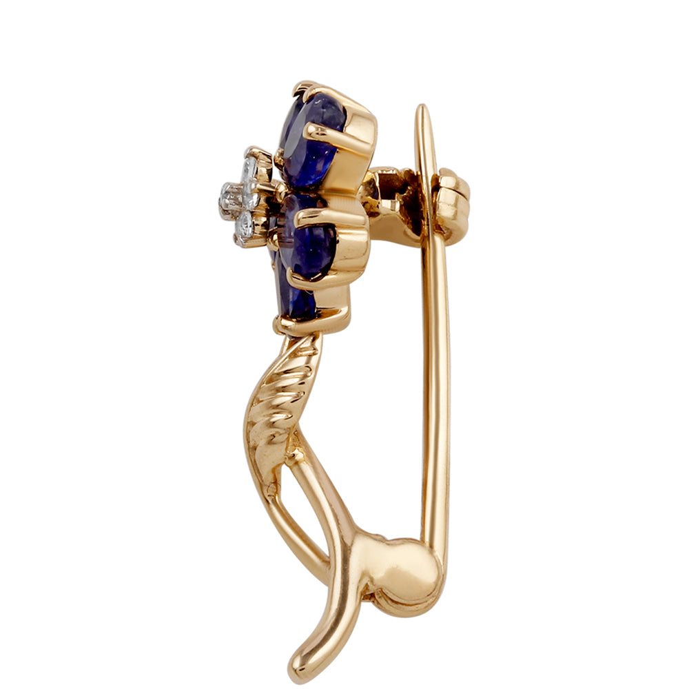 Zlatý Brošňa s Thajským Zafírom a Bielym Topásom 2 