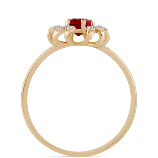 Zlatý Prsteň s Madagaskarským Rubínom a Bielym Zirkónom