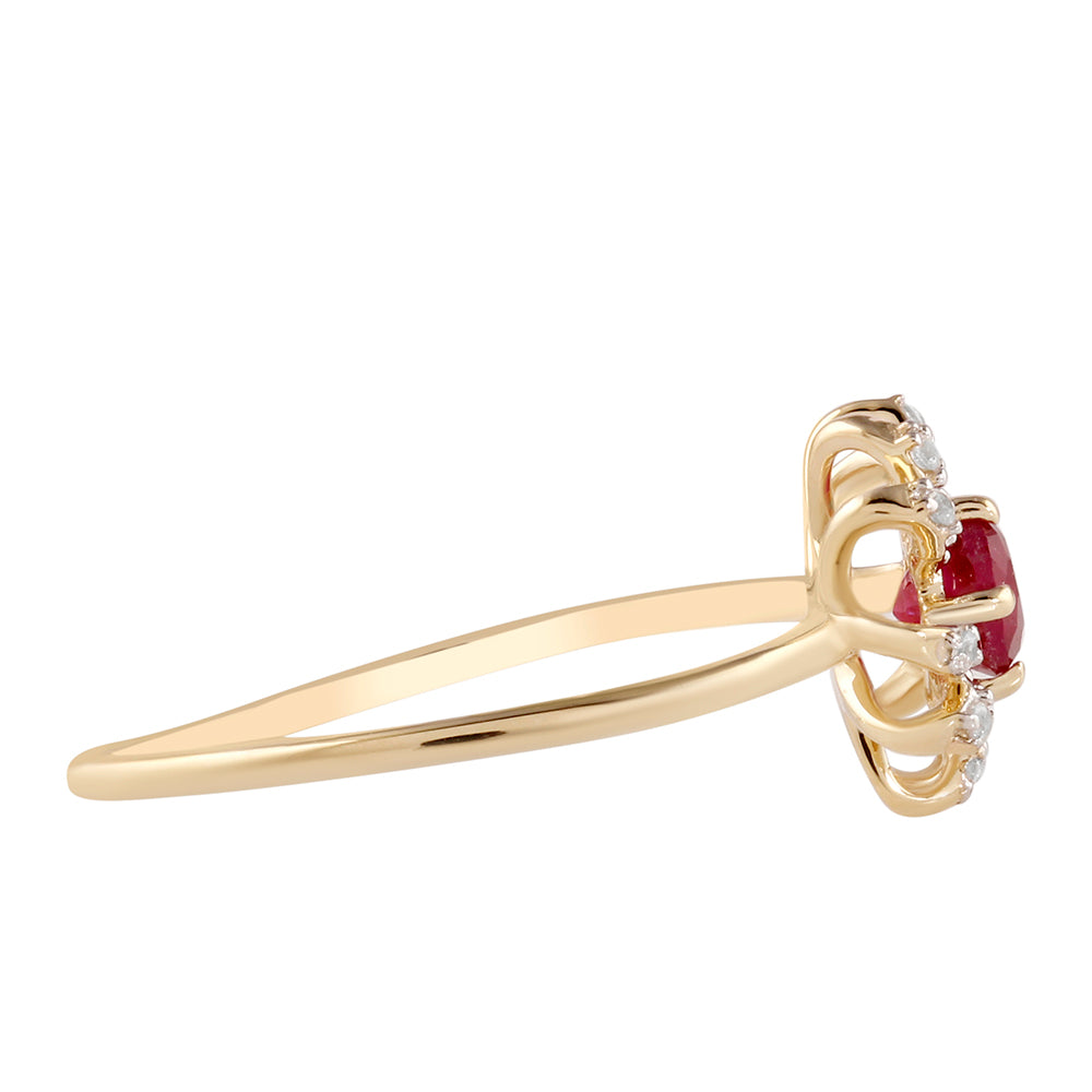 Zlatý Prsteň s Madagaskarským Rubínom a Bielym Zirkónom 3 