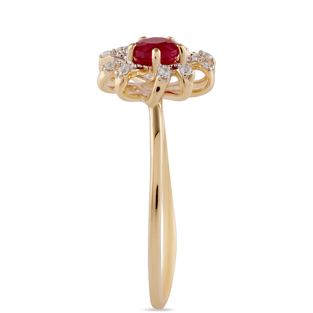Zlatý Prsteň s Madagaskarským Rubínom a Bielym Zirkónom 4 
