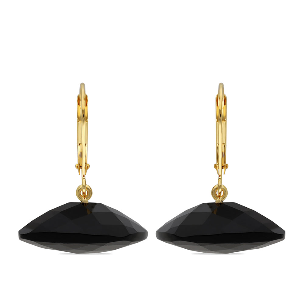 Pozlátené Strieborné Náušnice s Čiernym Ónyxom 2 