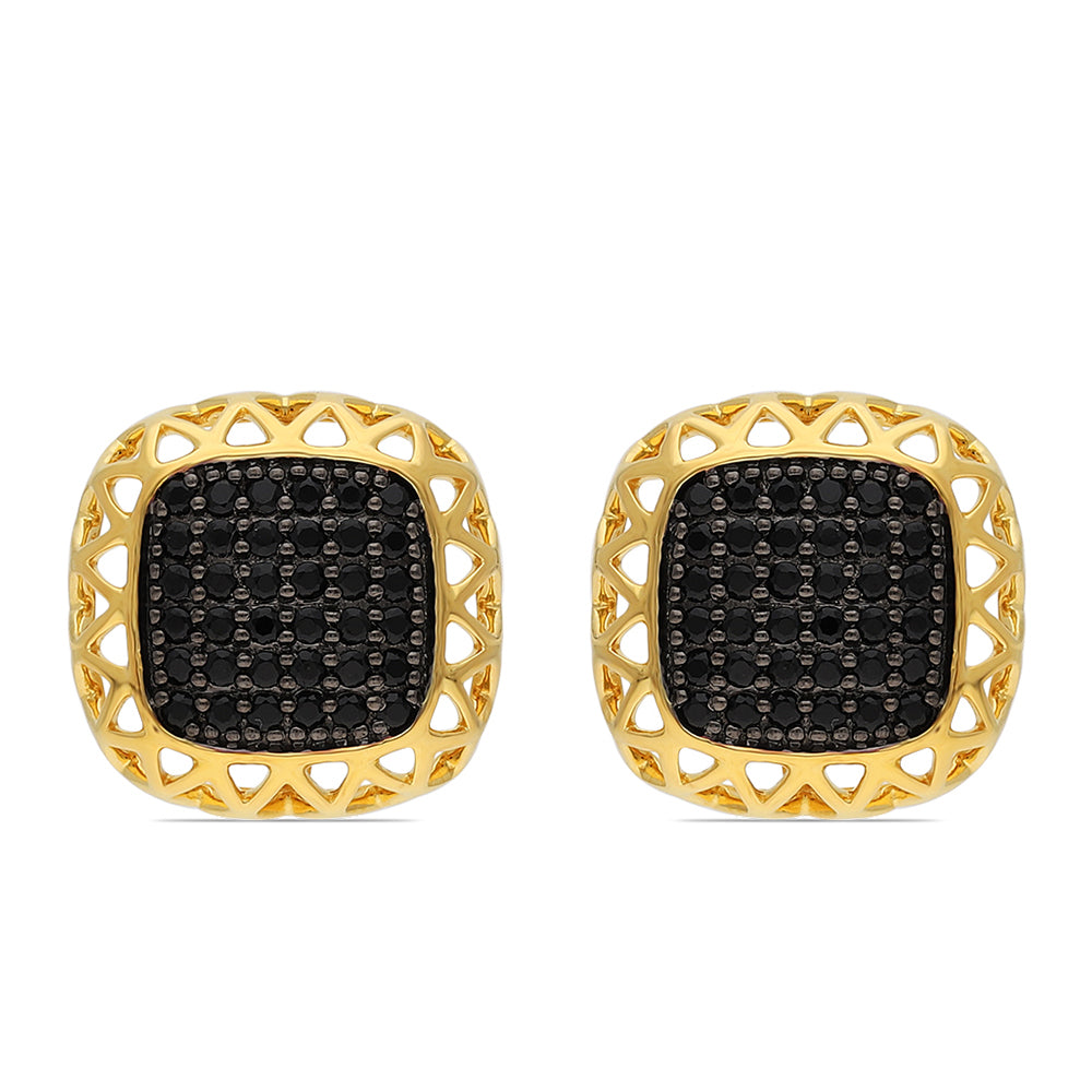 Pozlátené Strieborné Náušnice s Čiernym Spinelom