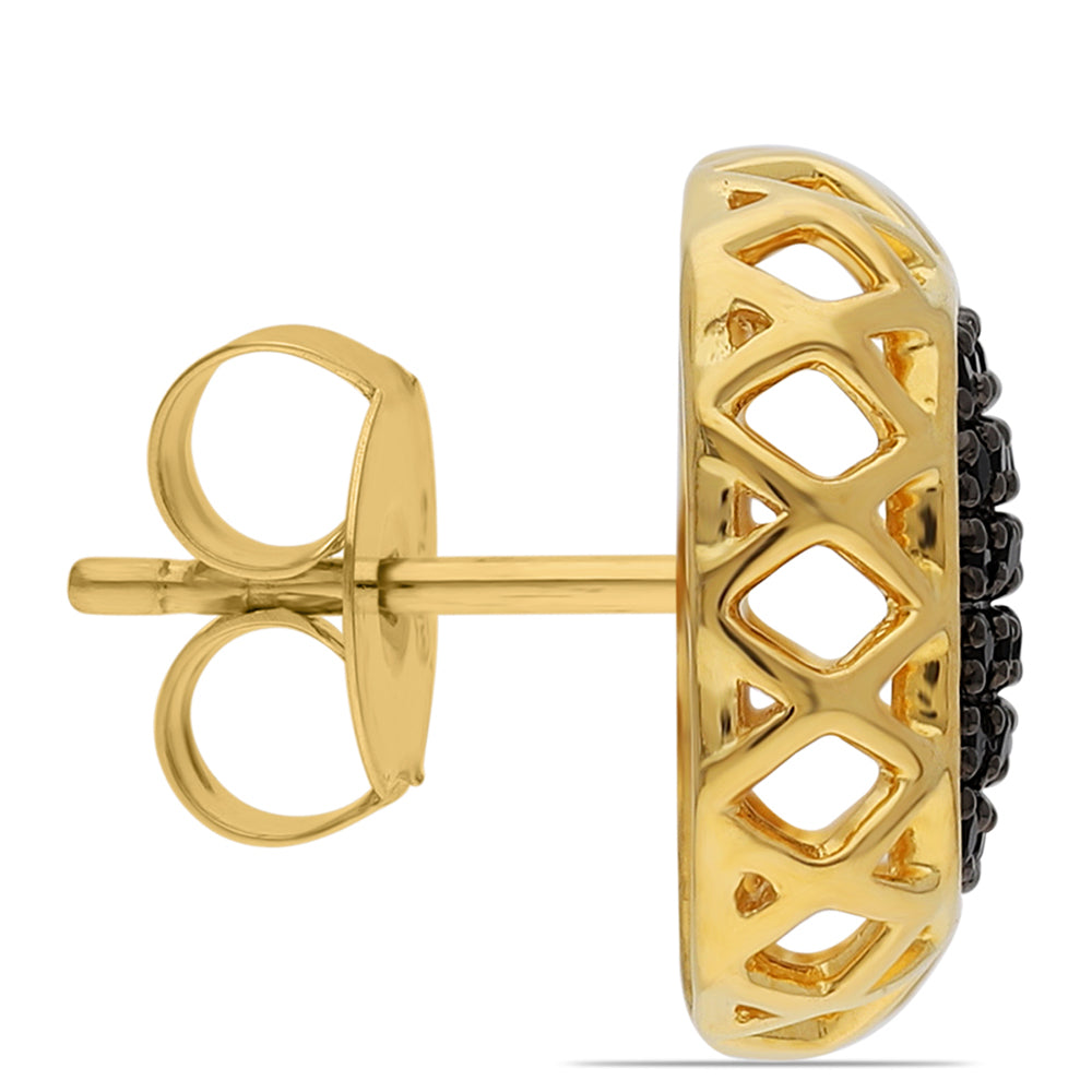 Pozlátené Strieborné Náušnice s Čiernym Spinelom 3 