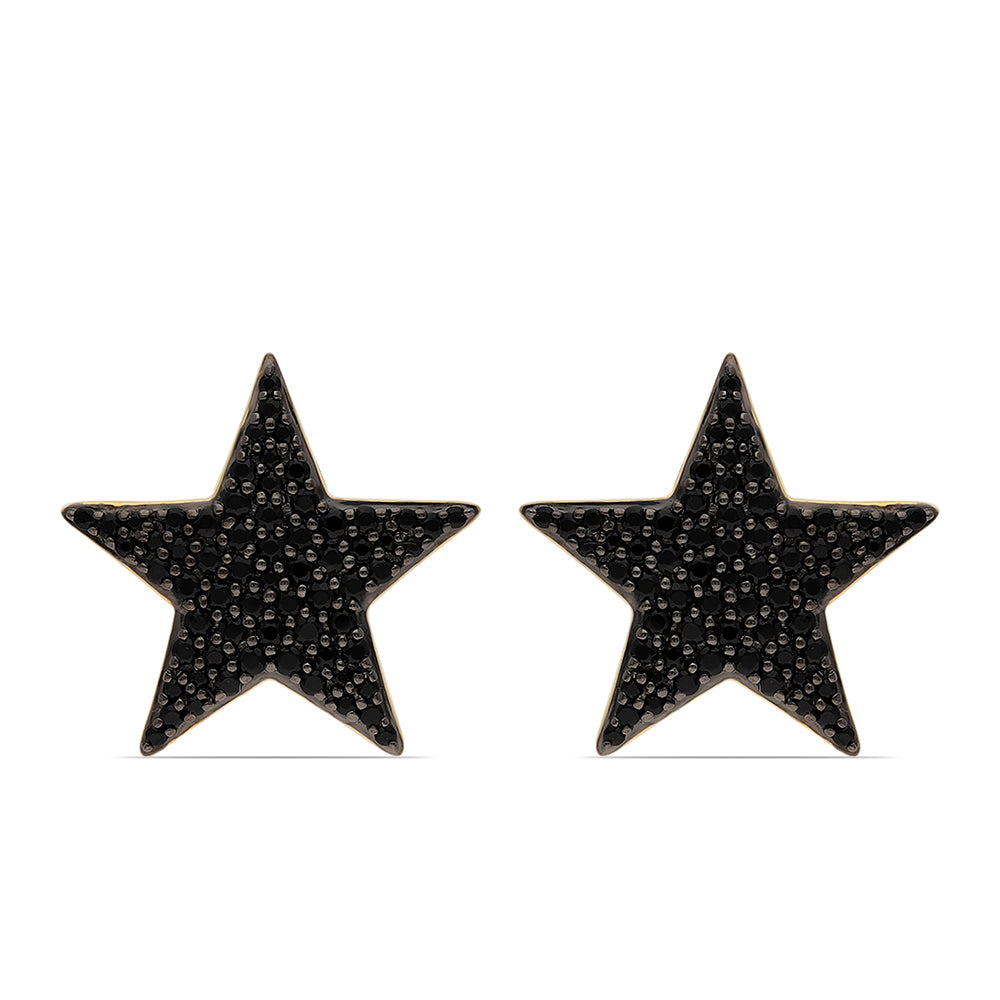 Pozlátené Strieborné Náušnice s Čiernym Spinelom